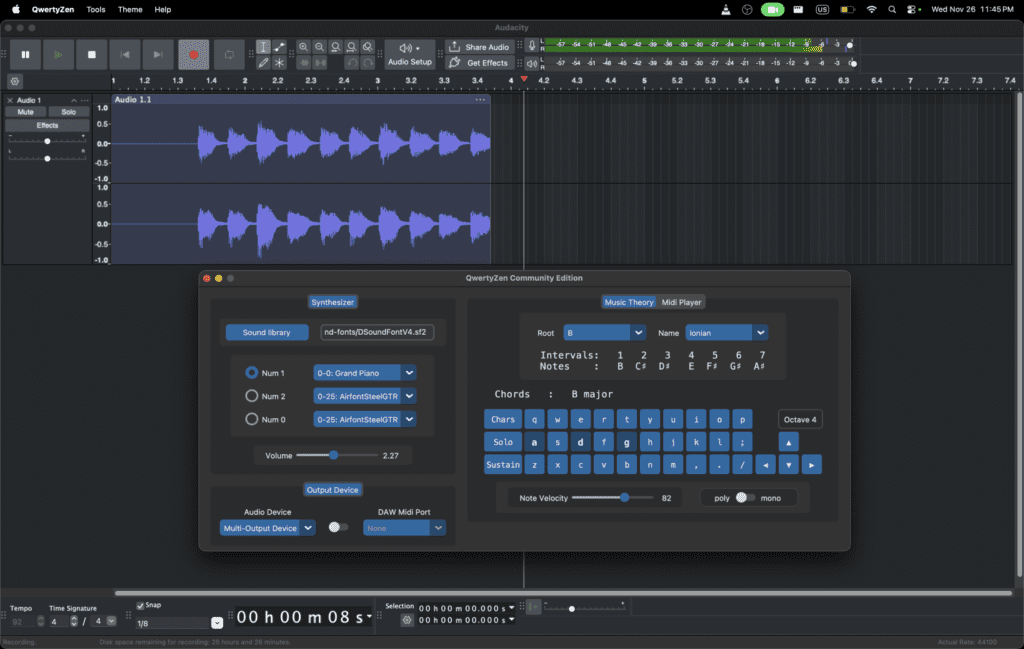 how to setup audio recording on macos